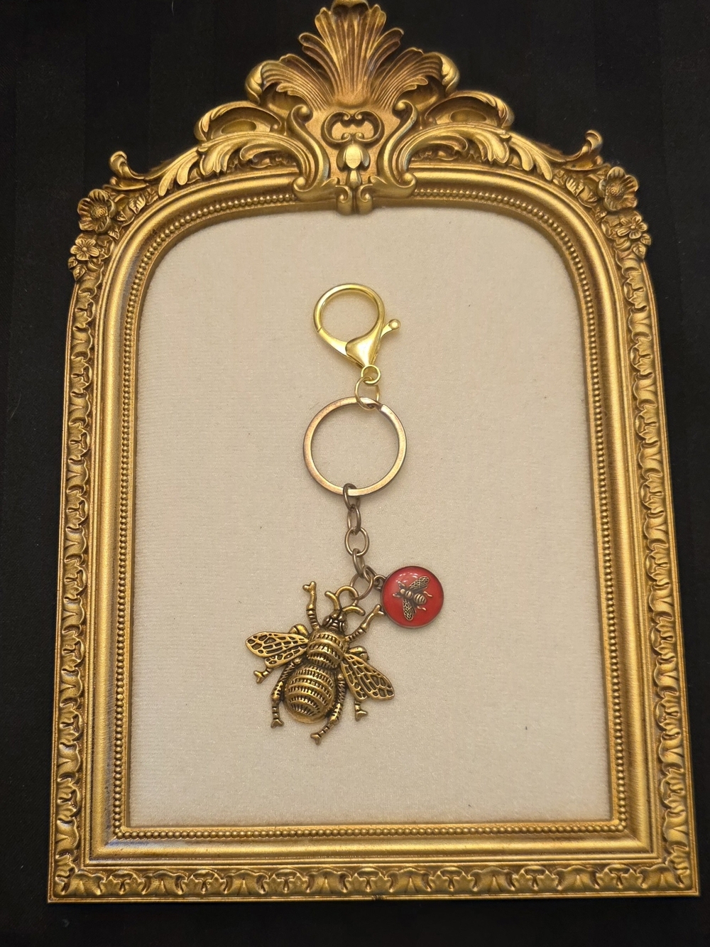 One-of-a-Kind Handmade Upcycled Authentic Gucci Bee Zipper Pull Keychain Charm